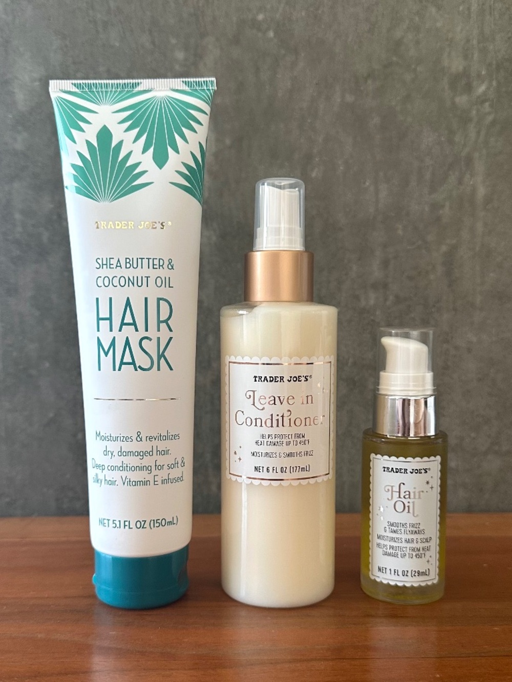 NEW Trader Joe's Hair Mask, Leave in Conditioner, Hair Oil - 3 Piece Set
